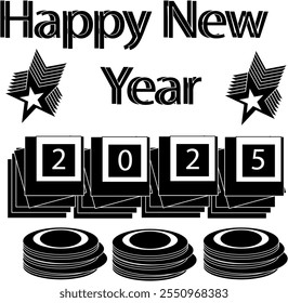 Happy new year 2025 background with minimalist style design.