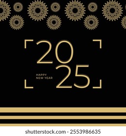 happy new year 2025 background design concept gold with firework
