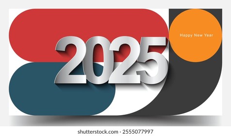 Happy New Year 2025 Background. Elegant Colorfull 2025 Logo Number Poster Designs For a 2025 Poster And Calendar. Minimal Geometric Posters Set. Monochrome Patterns.