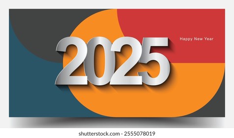 Happy New Year 2025 Background. Elegant Colorfull 2025 Logo Number Poster Designs For a 2025 Poster And Calendar. Minimal Geometric Posters Set. Monochrome Patterns.