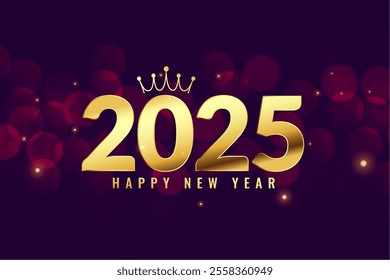 happy new year 2025 background with golden crown vector