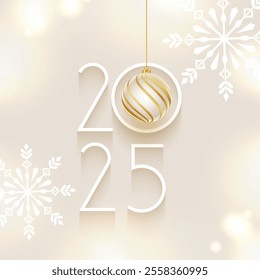 happy new year 2025 background with xmas bauble and snowflake vector