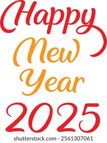 Happy New Year 2025 background featuring typography Perfect for festive posters, banners, greeting cards, typography t-shirt design happy new year 202