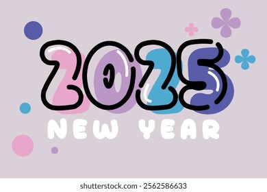 Happy new year 2025 background illustration. New year 2025 web banner template