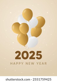 Feliz Año Nuevo 2025 Globo Tarjeta de Felicitación Diseño Vector Póster