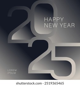 Happy New Year 2025 banner. 2025 logo text design on gradient background. 