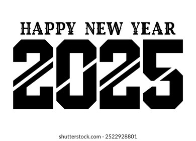 Happy new year 2025 banner black and white background vector, 2025 happy new year.