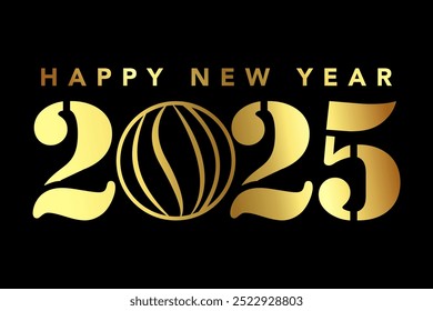 Happy new year 2025 banner golden background vector, new year 2025 vector.