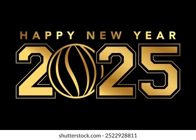 Happy new year 2025 banner golden background vector, new year 2025 vector.