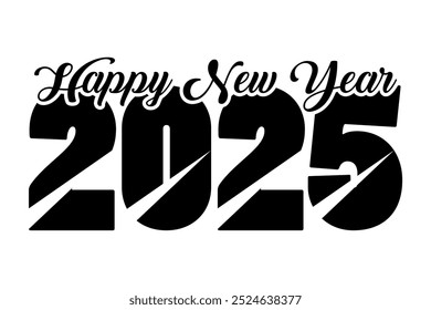 Feliz año nuevo 2025 Anuncio Vector de fondo blanco y negro 2025 Feliz año nuevo