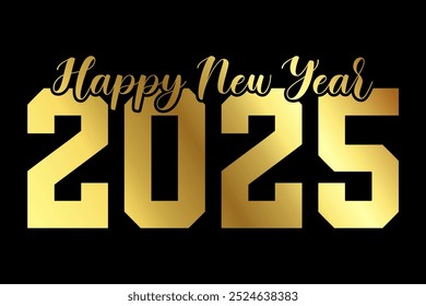 Happy new year 2025 banner golden background vector, new year 2025 vector.