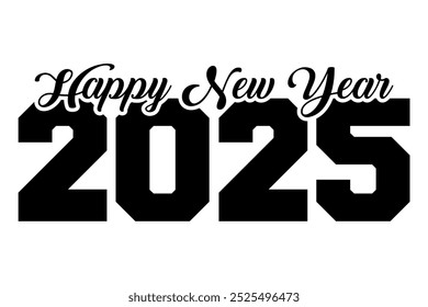 Feliz año nuevo 2025 Anuncio Vector de fondo blanco y negro 2025 Feliz año nuevo