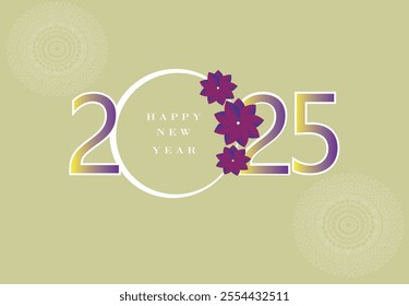 Happy new year 2025 banner on light warm color background