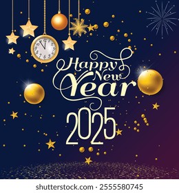 Happy New Year 2025, banner, social post 