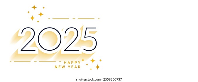 happy new year 2025 banner in papercut style vector