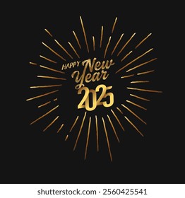 Happy New Year 2025 banner on black background