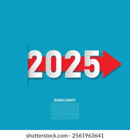 Happy New Year 2025 banner Business concept. Business progress in the new year. growth, target, vector illustration background