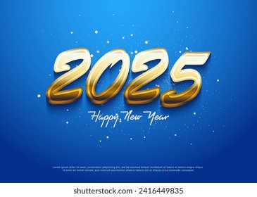 happy new year 2025 with beautiful textured gold numerals.