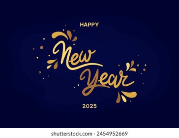 Happy New Year 2025. Beautiful handwritten quote. Lettering for greeting banners, cards, calendars, promotion products, posters, mugs, notebooks, pillows, T-shirt prints