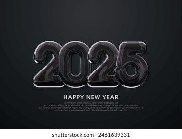 Happy New Year 2025. Black and white design concept with elegant textured number style. 2025 vector premium design for calendar, poster and greeting card.