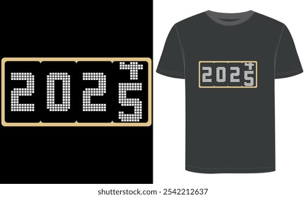 Happy New Year 2025, black t shirt design