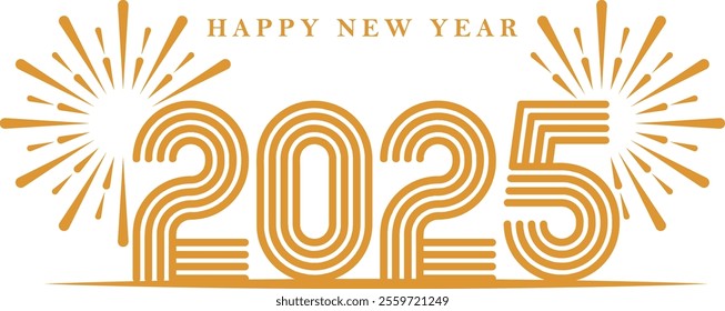 happy new year 2025 black and white fire work vector art