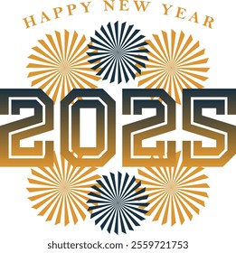 happy new year 2025 black and white fire work vector art