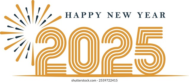 happy new year 2025 black and white fire work vector art