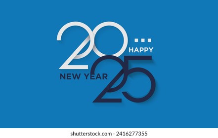 Happy new year 2025 in blue color. Premium vector design for stock market 2024. Uptrend theme vector design.