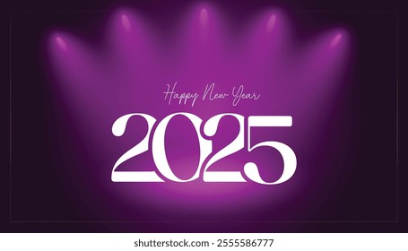 Happy New Year 2025 in bold, brushed typography