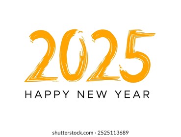 Happy new year 2025 brush stroke artistic style vector typography or logo design new year celebration logo design vector