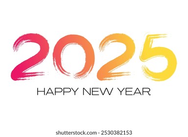 Happy new year 2025 brush stroke artistic style vector typography 5