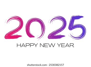 Happy new year 2025 brush stroke artistic style vector typography 4