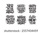 Happy New Year 2025 bundle vector - Happy New Year t shirts design, Hand lettering inspirational quotes isolated on white background,
Vector Formats