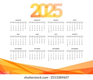 happy new year 2025 calendar template organize event or task vector