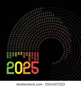 Happy New Year 2025 Calendar – Festive Design with Modern Typography and Elegant Decorations
