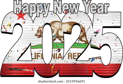 Happy New Year 2025 with California flag inside - Illustration,
2025 HAPPY NEW YEAR NUMERALS