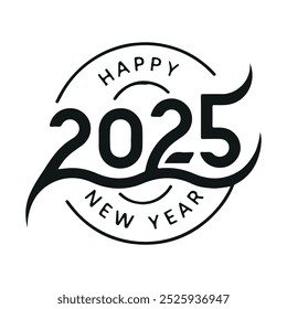 Feliz año Nuevo, Feliz 2025 Año Nuevo Tarjeta de letras de caligrafía, caligrafía aislada sobre fondo blanco . IMAGEN PNG
