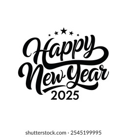 Happy new year 2025 calligraphy vector art design