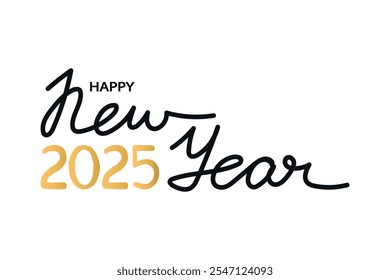 Happy New Year 2025 calligraphy design. Had drawn logo vector illustration