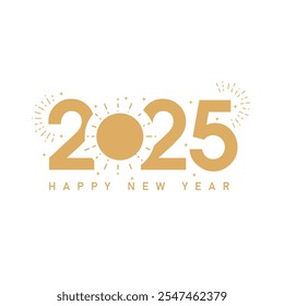 Happy New Year 2025 with calligraphy and gold elements star Banner, poster, post design