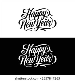 Happy New Year 2025 calligraphy script hand lettering. Template Celebration typography poster, banner or greeting card for Merry Christmas and happy new year. Vector Illustration