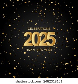 Happy New Year 2025 Feier Golden Popper Blast in Hintergrund Illustration Banner.