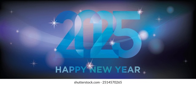 Happy New Year 2025 celebration banner. Christmas time