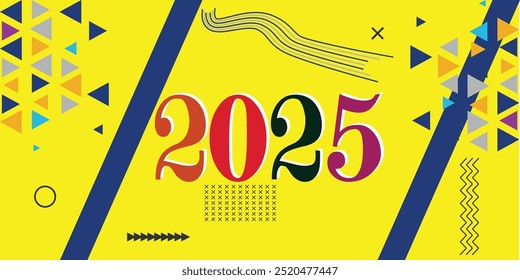  Happy New year, New Year 2025 celebration concept background vector.