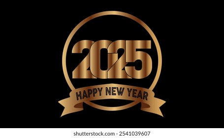happy new year 2025 celebration logo with vector design text for new year greetings