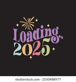 Feliz año nuevo 2025 celebración groovy diseño de la camiseta