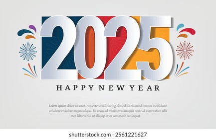 Happy New Year 2025 Celebration Banner  With  truncated number with Colorful Background - Perfect for Festive Greetings, Holiday Wishes, New Year's Eve Party Invitations, and Winter Celebrations"