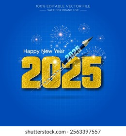 Happy New Year 2025 celebration post card concept.