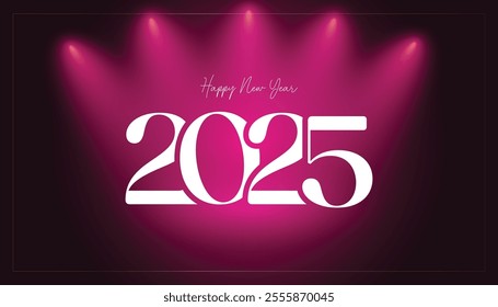 Happy New Year 2025 champagne toast concept